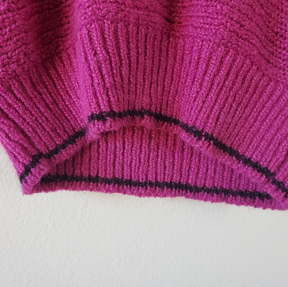 Gitano Womens Vintage Magenta Collared Knit Sweater 3/4 Sleeve V-neck Shawl SzS - Picture 6 of 13